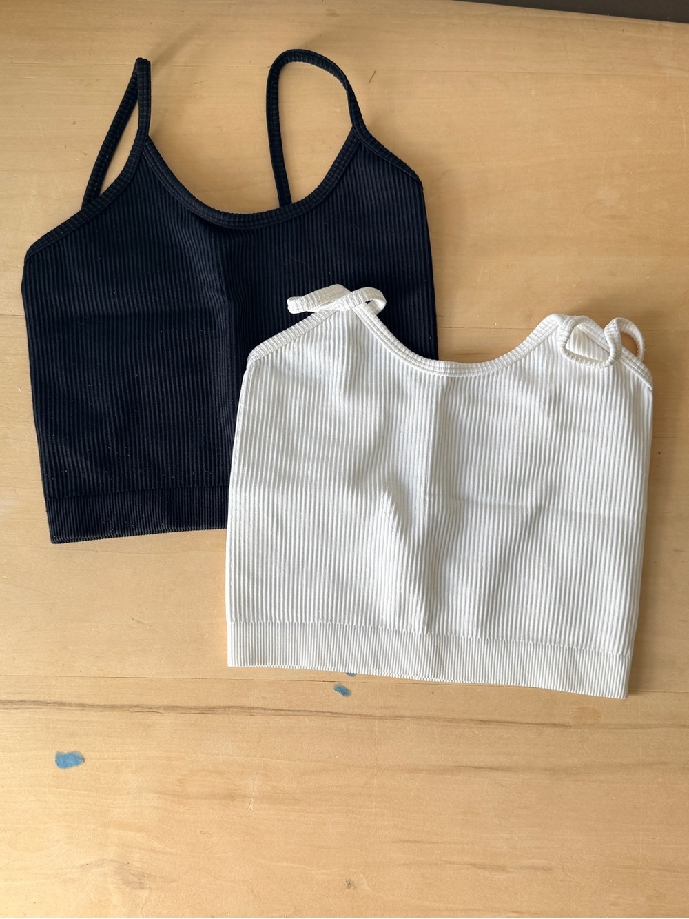 Katie J NYC Bundle of Black and Whiite Cropped Tank Tops Ribbed - L/XL